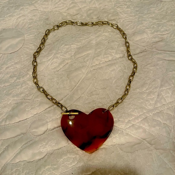 Heart Necklace Vintage Tortoise Shell - Picture 4 of 6